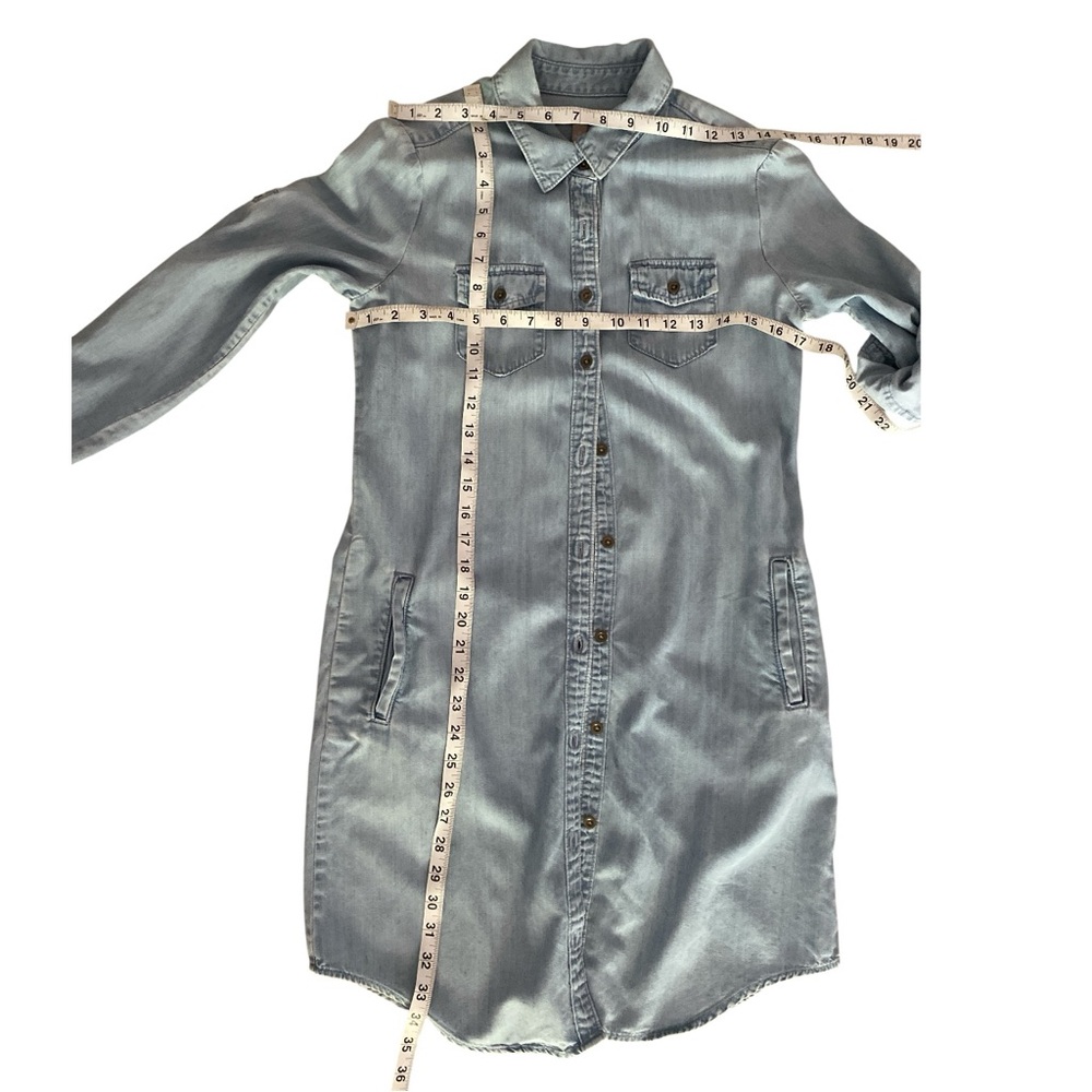 Banana Republic Chambray Light Blue Shirt Dress Tie Belt Side Pockets Size 0 - Picture 4 of 9
